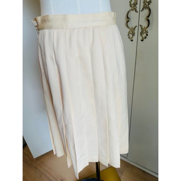 Vintage 90s Wool Pleated Skirt Cream Size Medium/10 Prep Twee Schoolgirl Looks - Picture 9 of 10